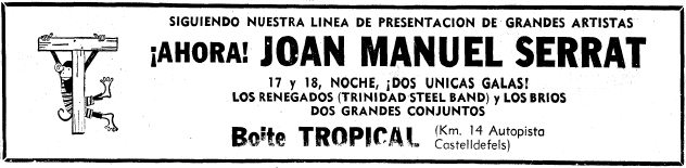 Anuncio de la Discoteca Tropical de Gav� Mar publicado en el diario LA VANGUARDIA (16 de Julio de 1969)